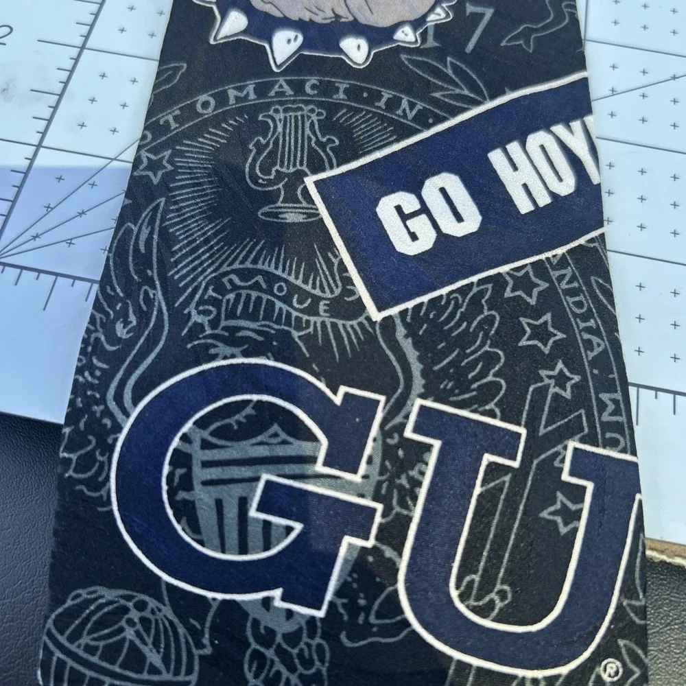 Vintage Ralph Marlin Georgetown Hoyas Necktie GU Jack Bulldog Graphic 90s Tie